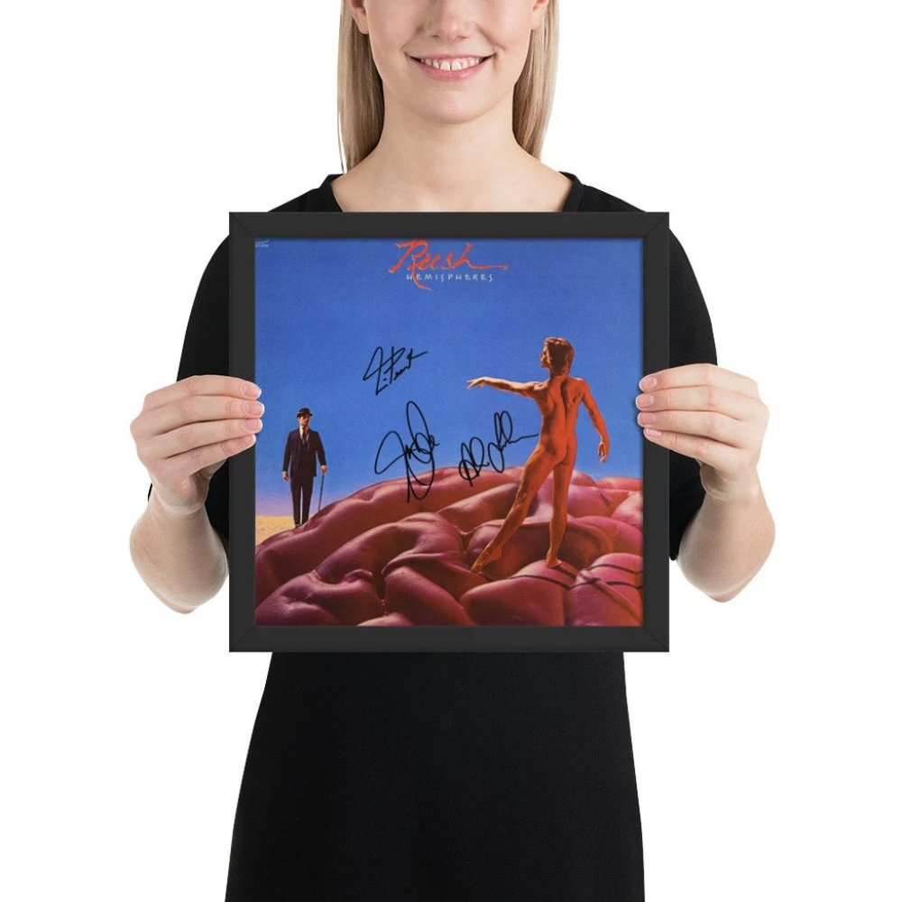 Rush FRAMED REPRINT signed Hemispheres album Framed Reprint